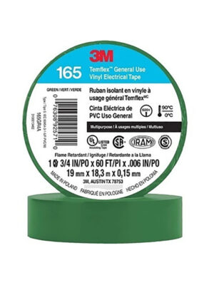 CINTA AISLANTE TEMFLEX 165 VINILO 3/4"(19MM) X 18.3 MT  VERDE - 3M