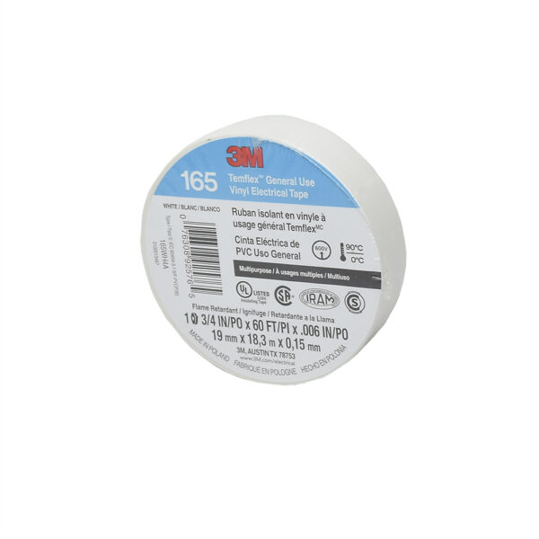 CINTA AISLANTE TEMFLEX 165 VINILO 3/4"(19MM) X 18.3 MT  BLANCO - 3M