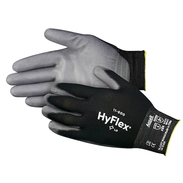 GUANTE ANTICORTE NEGRO C/LINEA AMARILLA  TALLA 8 ANSELL