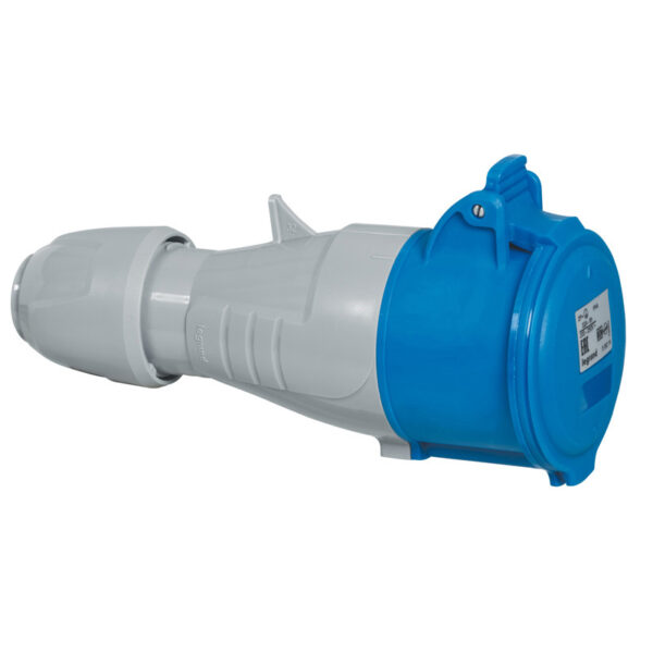 TOMA INDUSTRIAL AEREO 2P+T 16A 250VAC AZUL 6H IP44
