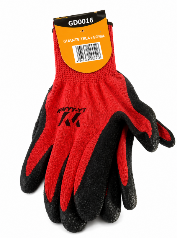 GUANTE TELA+GOMA GD0016-9" ROJO FWYY-YT