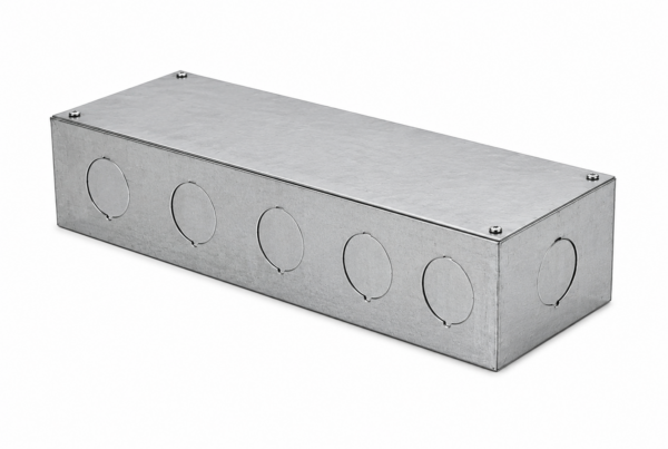 CAJA DE PASE DE METAL 10X10X50 CON AGUJERO 3/4 (PLANCHA 1/27)