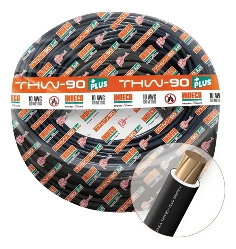 CABLE ELECTRICO 10 AWG 750V PVC COLOR NEGRO THW-90 + PLUS (METROS) - INDECO