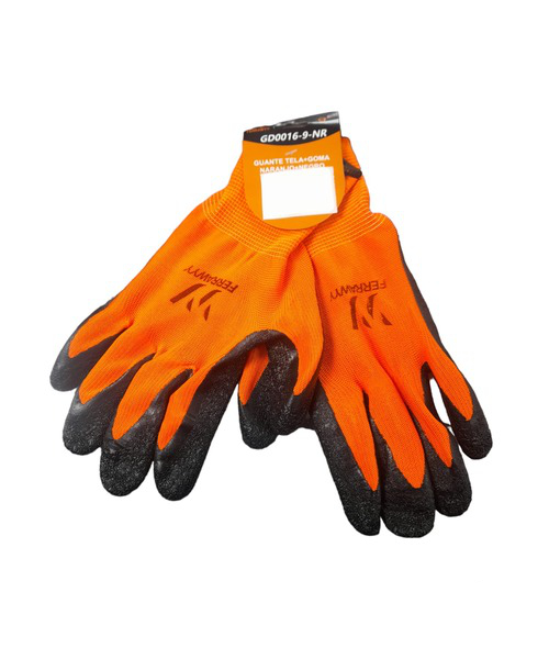 GUANTE TELA+GOMA GD0016-9" NARANJADO FWYY-YT