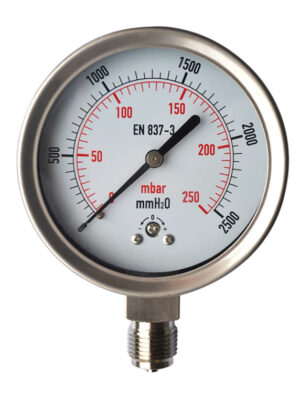 Manómetro cápsula 0–100 mbar (mmH₂O) 2.5 14 NPT, glicerina, clase 1.6. Lectura sensible para baja presión. venta en Perú Kusitest_0 MANOMETRO MC de 0 a 0.01 EE04003071