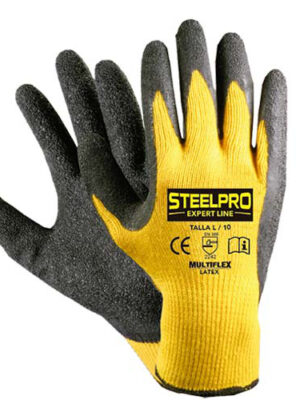 GUANTES DE POLIESTER CON JEBE (AMARILLO) - STEEL PRO