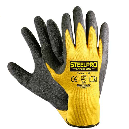 GUANTES DE POLIESTER CON JEBE (AMARILLO) - STEEL PRO