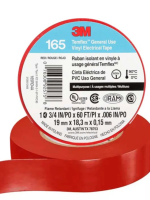 CINTA AISLANTE TEMFLEX 165 VINILO 3/4"(19MM) X 18.3 MT  ROJO - 3M