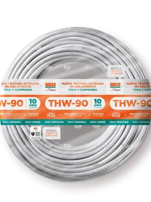CABLE ELECTRICO 10AWG 750V PVC BLANCO THW-90+PLUS (METROS) - INDECO