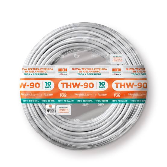 CABLE ELECTRICO 10AWG 750V PVC BLANCO THW-90+PLUS (METROS) - INDECO