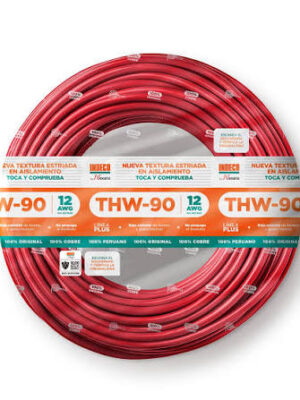 CABLE ELECTRICO 12 AWG 750V PVC COLOR ROJO THW-90+ PLUS (METRO)- INDECO