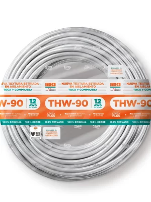 CABLE ELECTRICO 12 AWG 750V PVC COLOR BLANCO THW-90+ PLUS (METROS)- INDECO