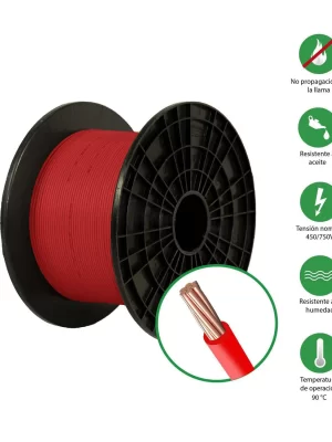 CABLE DOBLE FORRO THW 450/750V 12 AWG, CL2, ROJO (METRO) - EL COPE