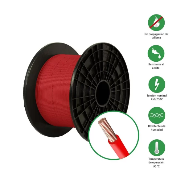 CABLE DOBLE FORRO THW 450/750V 12 AWG, CL2, ROJO (METRO) - EL COPE