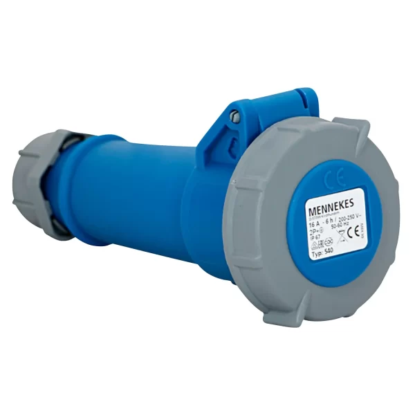 TOMA AEREO 16AMP 2P+T 250V AZUL 6H IP67