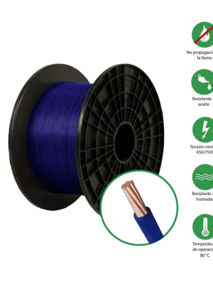CABLE DOBLE FORRO THW 450/750V 12 AWG, CL2, AZUL (METRO) - EL COPE