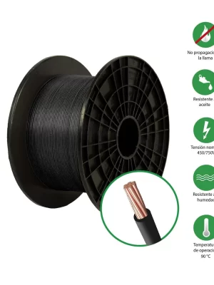 CABLE DOBLE FORRO THW 450/750V 14 AWG, CL2 , NEGRO (METRO) - EL COPE