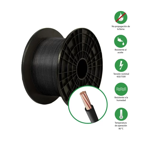 CABLE DOBLE FORRO THW 450/750V 14 AWG, CL2 , NEGRO (METRO) - EL COPE