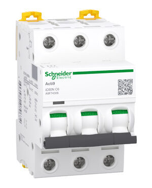 INTERRUPTOR AUT TERMOMAG P/RIEL 3P 6A 230/440VAC 20/6KA IC60N A9F74306 - SCHNEIDER ELECTRIC
