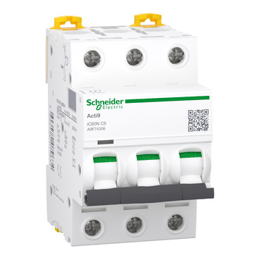 INTERRUPTOR AUT TERMOMAG P/RIEL 3P 6A 230/440VAC 20/6KA IC60N A9F74306 - SCHNEIDER ELECTRIC