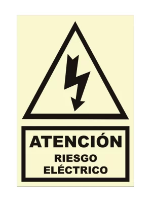 SEÑAL STICKER RIESGO ELECTRICO FOTOLUMINICENTE 15X20 MM