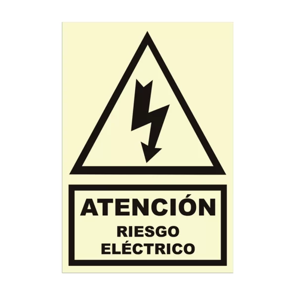 SEÑAL STICKER RIESGO ELECTRICO FOTOLUMINICENTE 15X20 MM