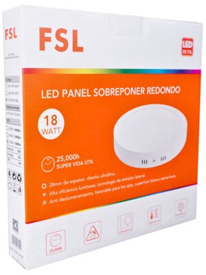 39645 LED PANEL SOBREPONER REDONDO 18W AC90-265V 7000K CODIGO LED-PRA18BL- FSL