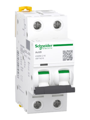 A9F74216_Image_1500 A9F74216- INTERRUPTOR TERMOMAGNETICO iC60N P/RIEL 2P X 16A6KA/20KA 220/440VAC - SCHNEIDER